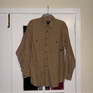 Patagonia Brown and Red Plaid Button-Up Shirt Size Medium